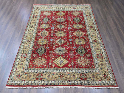 Red 8'0" x 9'10" Heriz Hand knotted Wool Rug - Sku: O010449