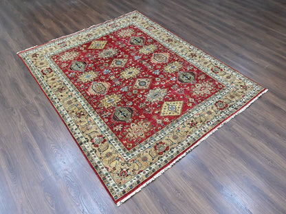 Red 8'0" x 9'10" Heriz Hand knotted Wool Rug - Sku: O010449