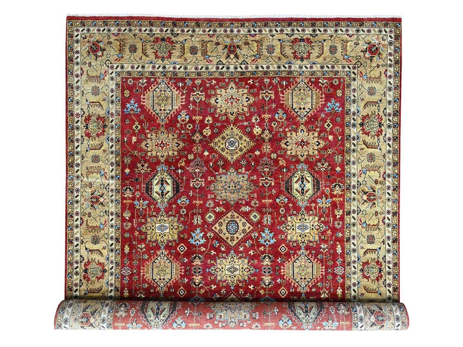 Red 10'0" x 13'11" Heriz Hand knotted Wool Rug - Sku: O010450