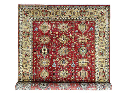 Heriz hand-knotted wool rug in Red & Beige, 10' x 13'11" — SKU O010450