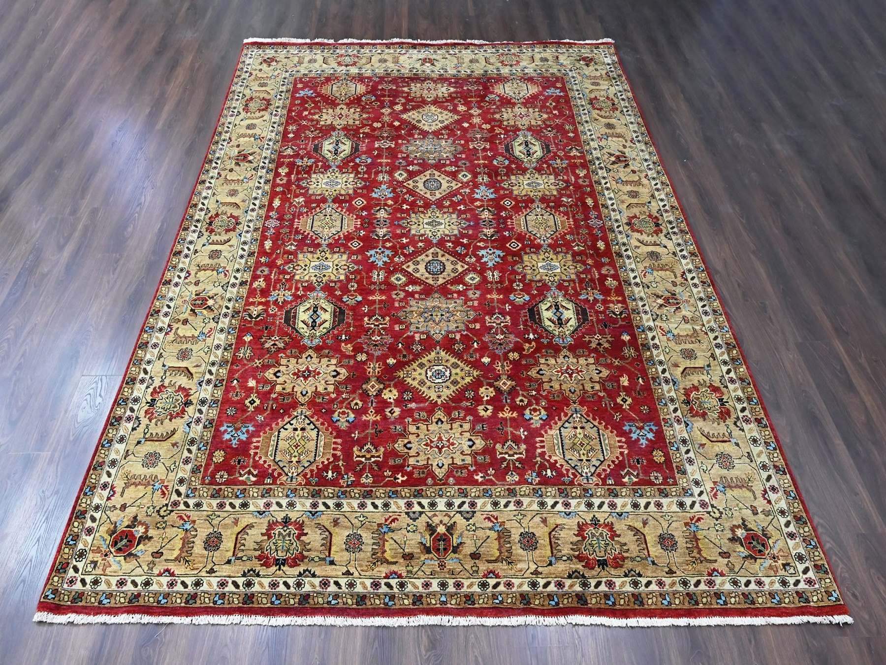 Red 10'0" x 13'11" Heriz Hand knotted Wool Rug - Sku: O010450