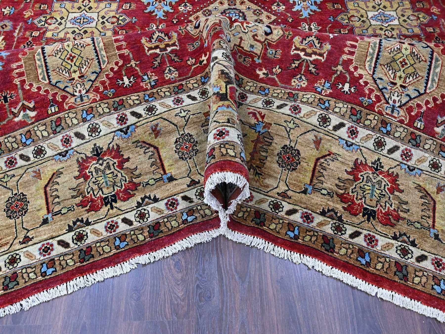 Heriz hand-knotted wool rug in Red & Beige, 10' x 13'11" — SKU O010450 (view 5)
