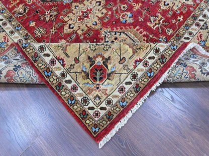 Heriz hand-knotted wool rug in Red & Beige, 10' x 13'11" — SKU O010450 (view 6)