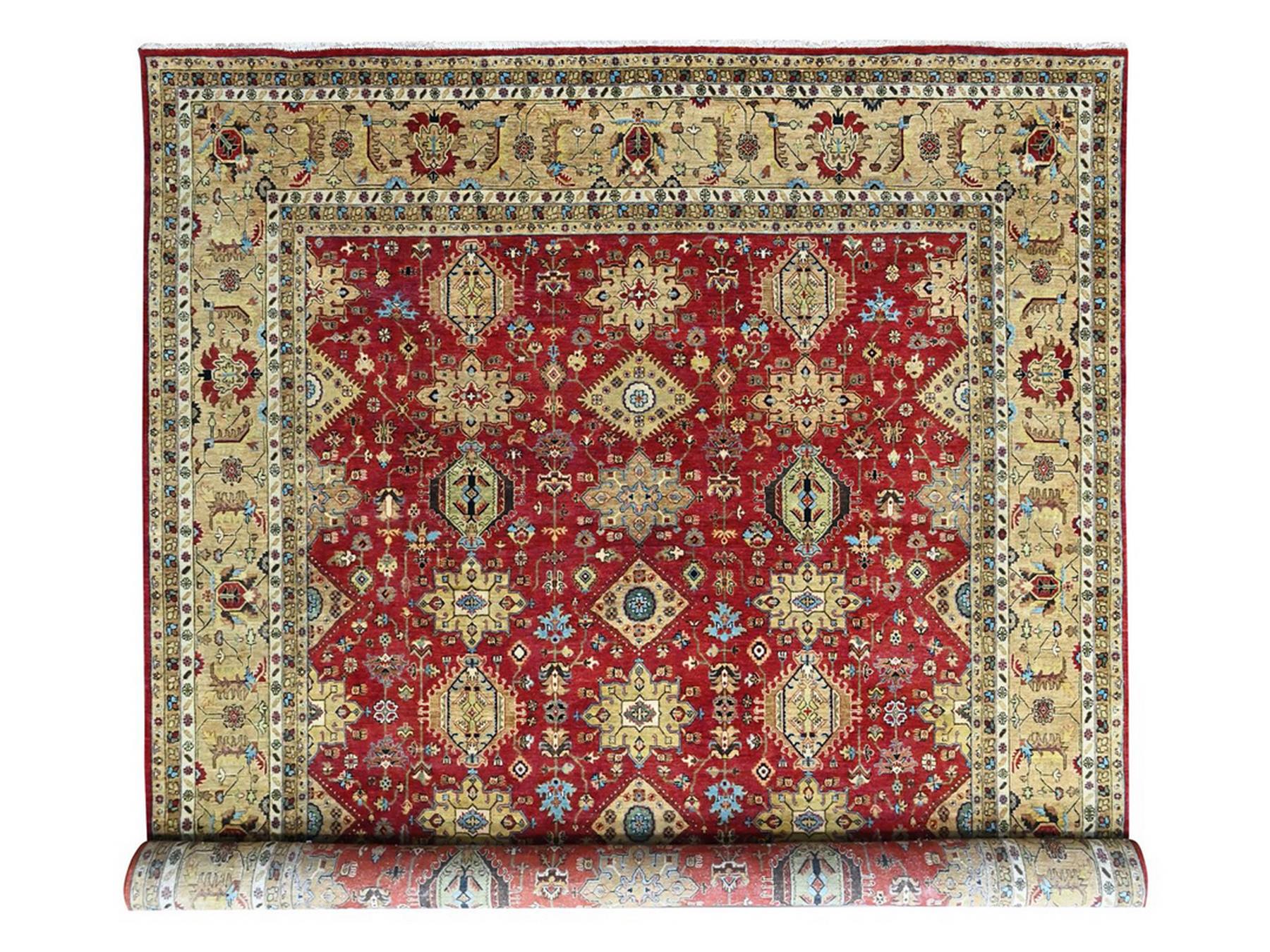 Heriz hand-knotted wool rug in Red & Beige, 12' x 14'9" — SKU O010451