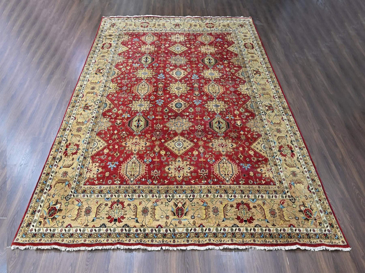 Heriz hand-knotted wool rug in Red & Beige, 12' x 14'9" — SKU O010451 (view 2)