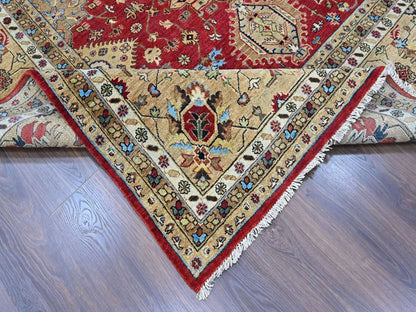 Heriz hand-knotted wool rug in Red & Beige, 12' x 14'9" — SKU O010451 (view 6)
