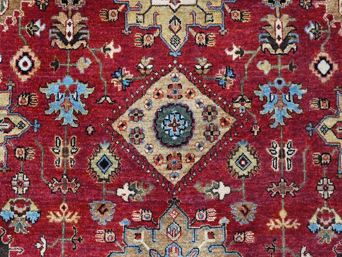 Heriz hand-knotted wool rug in Red & Beige, 12' x 14'9" — SKU O010451 (view 8)