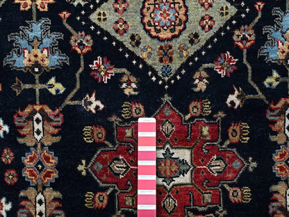 Black 5'11" x 6'0" Heriz Hand knotted Wool Rug - Sku: O010453