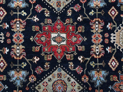 Black 5'11" x 6'0" Heriz Hand knotted Wool Rug - Sku: O010453