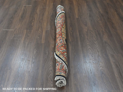 Black 5'11" x 6'0" Heriz Hand knotted Wool Rug - Sku: O010453