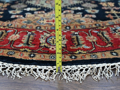 Black 5'11" x 6'0" Heriz Hand knotted Wool Rug - Sku: O010453