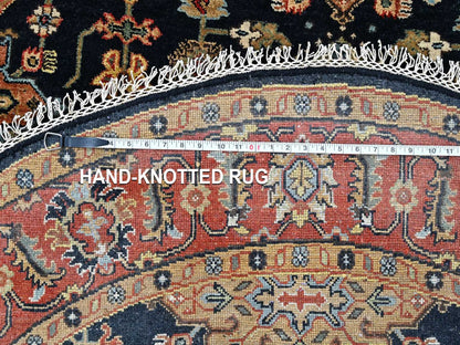 Black 5'11" x 6'0" Heriz Hand knotted Wool Rug - Sku: O010453