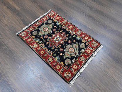 Black 2'1" x 3'0" Heriz Hand knotted Wool Rug - Sku: O010455