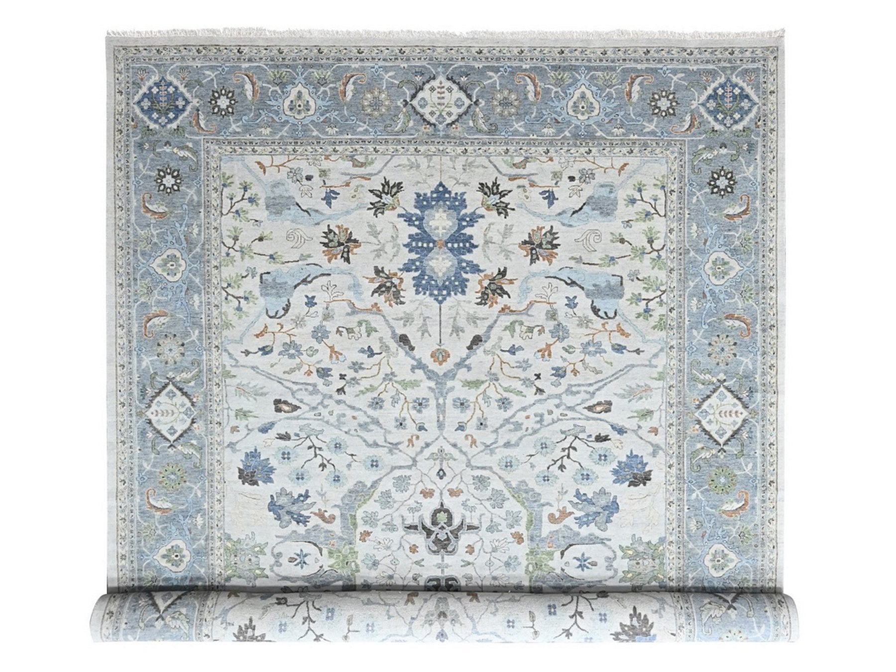Grey 12'0" x 17'8" Oushak And Peshawar Hand knotted Wool Rug - Sku: O010457