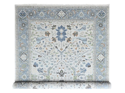 Grey 12'0" x 17'8" Oushak And Peshawar Hand knotted Wool Rug - Sku: O010457