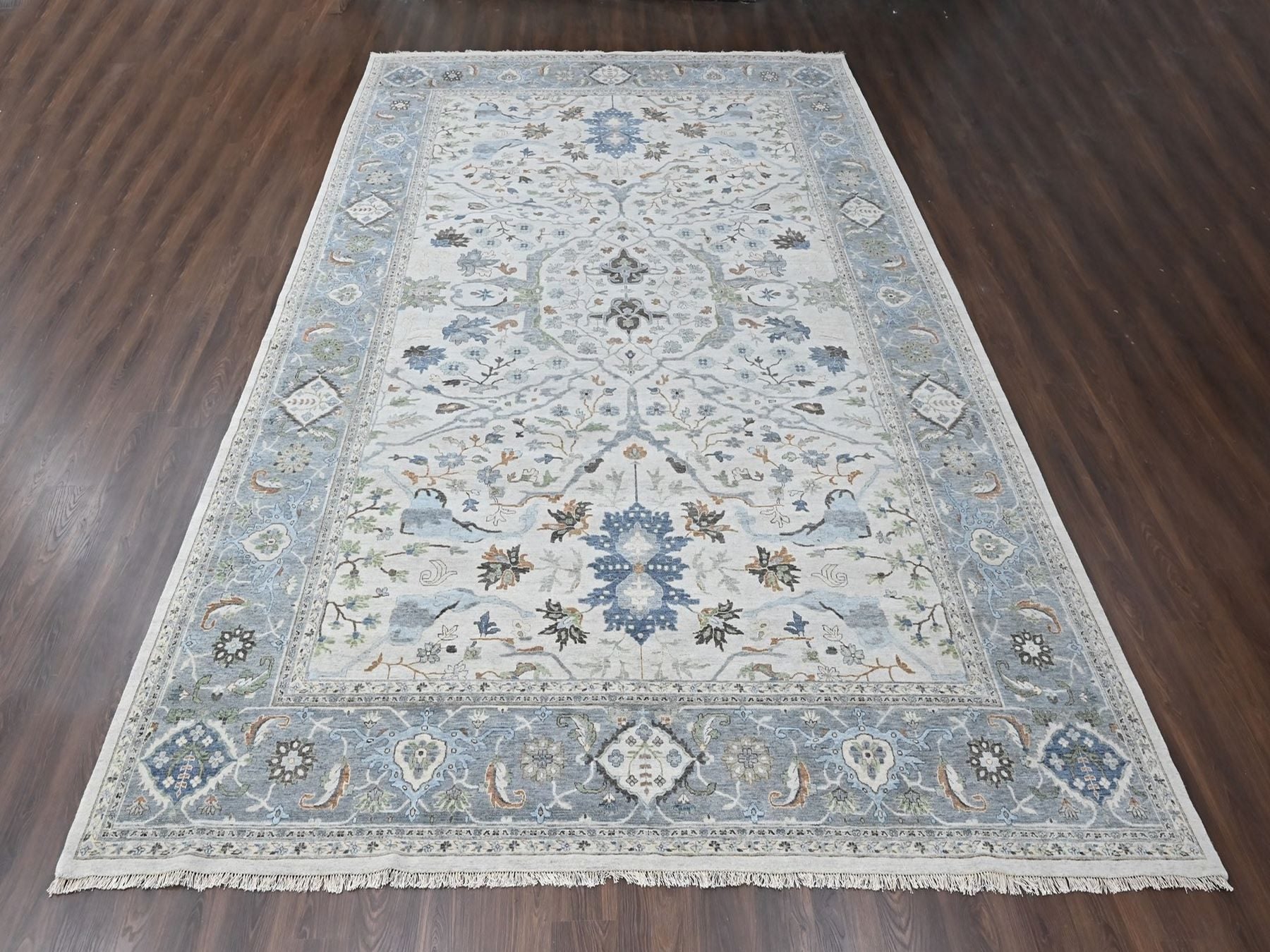 Grey 12'0" x 17'8" Oushak And Peshawar Hand knotted Wool Rug - Sku: O010457