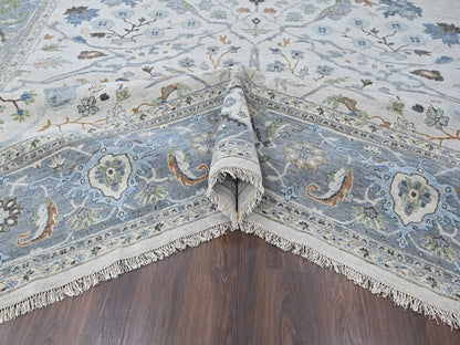 Grey 12'0" x 17'8" Oushak And Peshawar Hand knotted Wool Rug - Sku: O010457