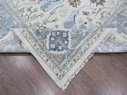 Grey 12'0" x 17'8" Oushak And Peshawar Hand knotted Wool Rug - Sku: O010457