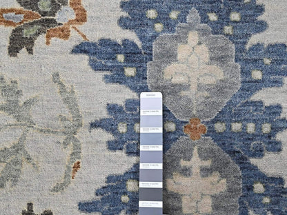 Grey 12'0" x 17'8" Oushak And Peshawar Hand knotted Wool Rug - Sku: O010457