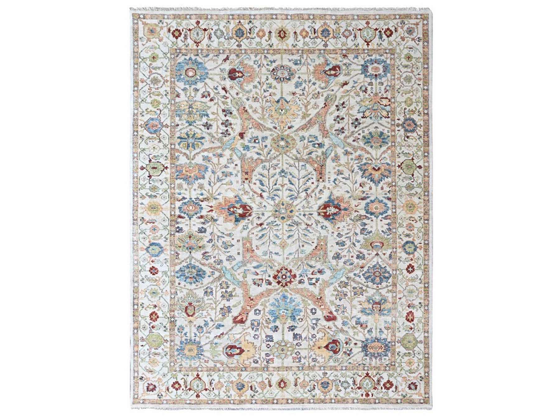 Mahal Oushak hand-knotted wool rug in Ivory, 8'10" x 11'10" — SKU O010458