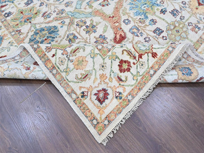 Ivory 8'10" x 11'10" Oushak And Peshawar Hand knotted Wool Rug - Sku: O010458