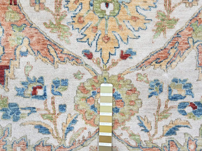 Ivory 8'10" x 11'10" Oushak And Peshawar Hand knotted Wool Rug - Sku: O010458