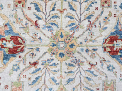 Ivory 8'10" x 11'10" Oushak And Peshawar Hand knotted Wool Rug - Sku: O010458