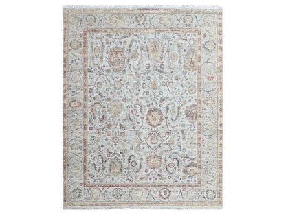 Mahal Oushak hand-knotted wool rug in Gray, 7'10" x 9'11" — SKU O010459