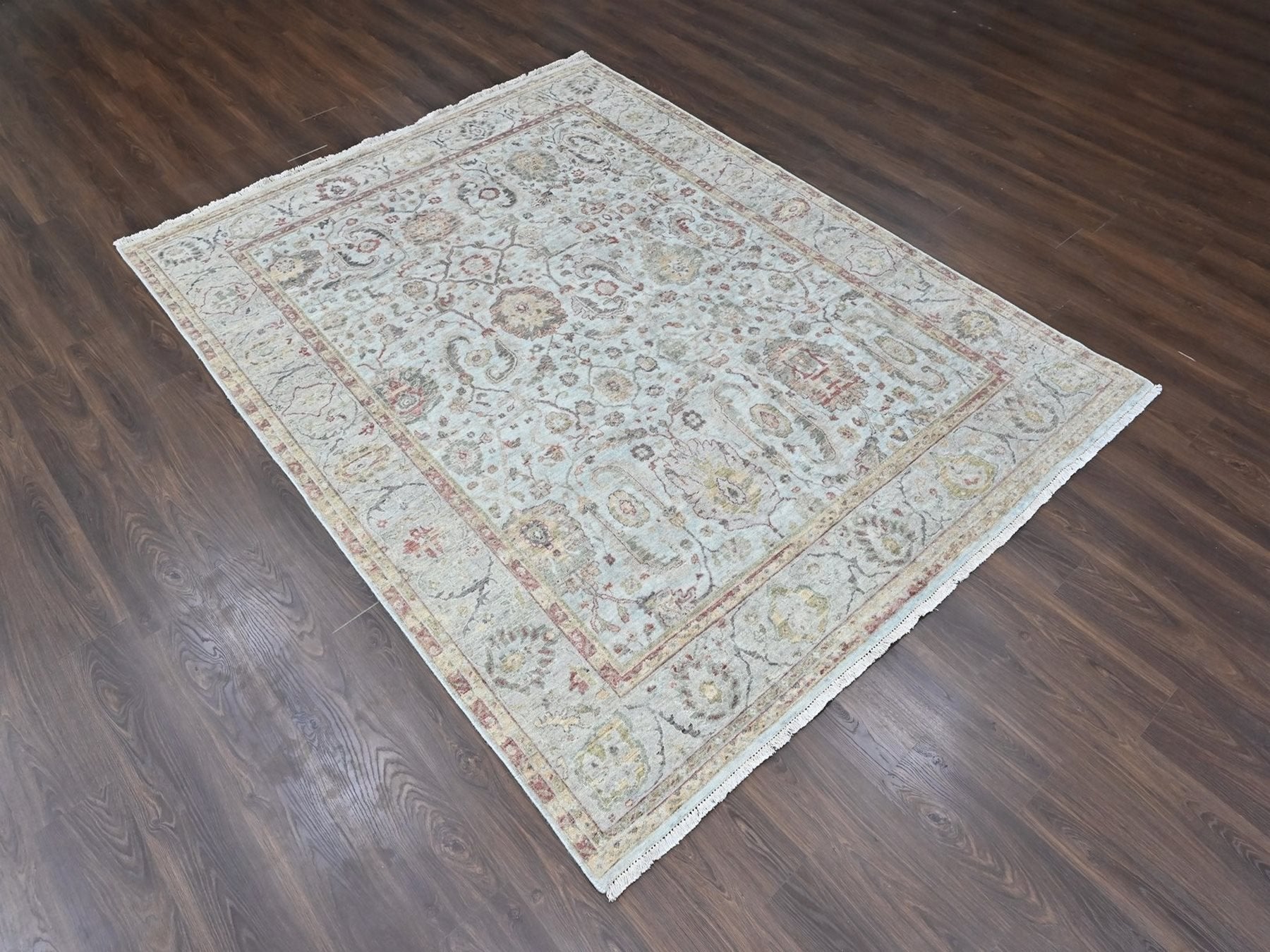 Mahal Oushak hand-knotted wool rug in Gray, 7'10" x 9'11" — SKU O010459 (view 3)