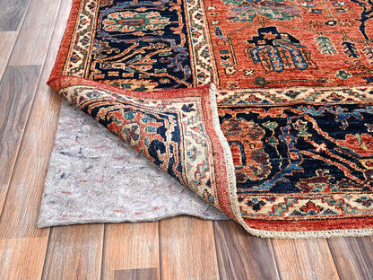 Tribal & Geometric hand-knotted wool rug in Red & Midnight Blue, 7'11" x 10'4" — SKU O01045 (view 4)