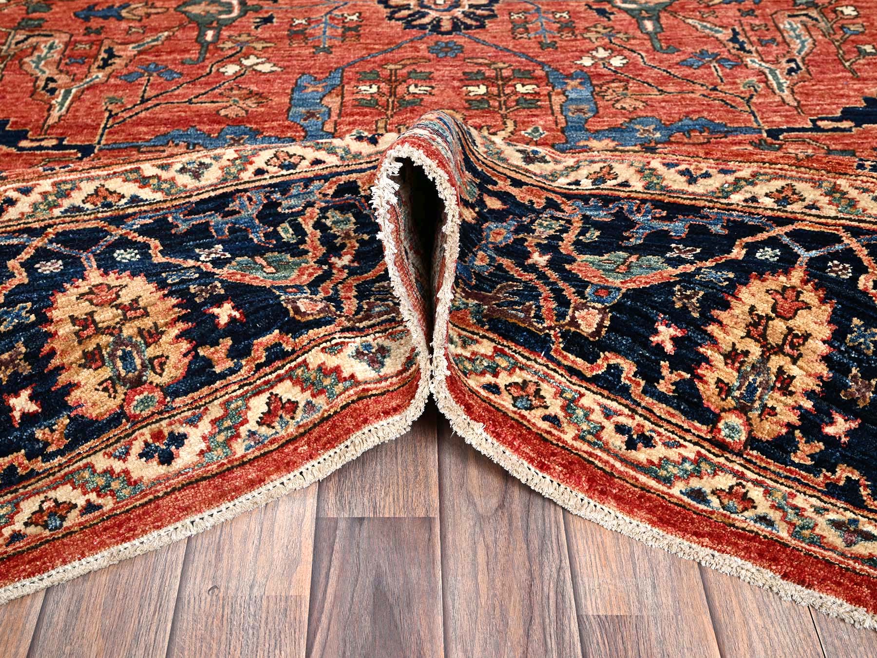 Tribal & Geometric hand-knotted wool rug in Red & Midnight Blue, 7'11" x 10'4" — SKU O01045 (view 5)
