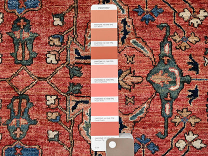 Tribal & Geometric hand-knotted wool rug in Red & Midnight Blue, 7'11" x 10'4" — SKU O01045 (view 7)