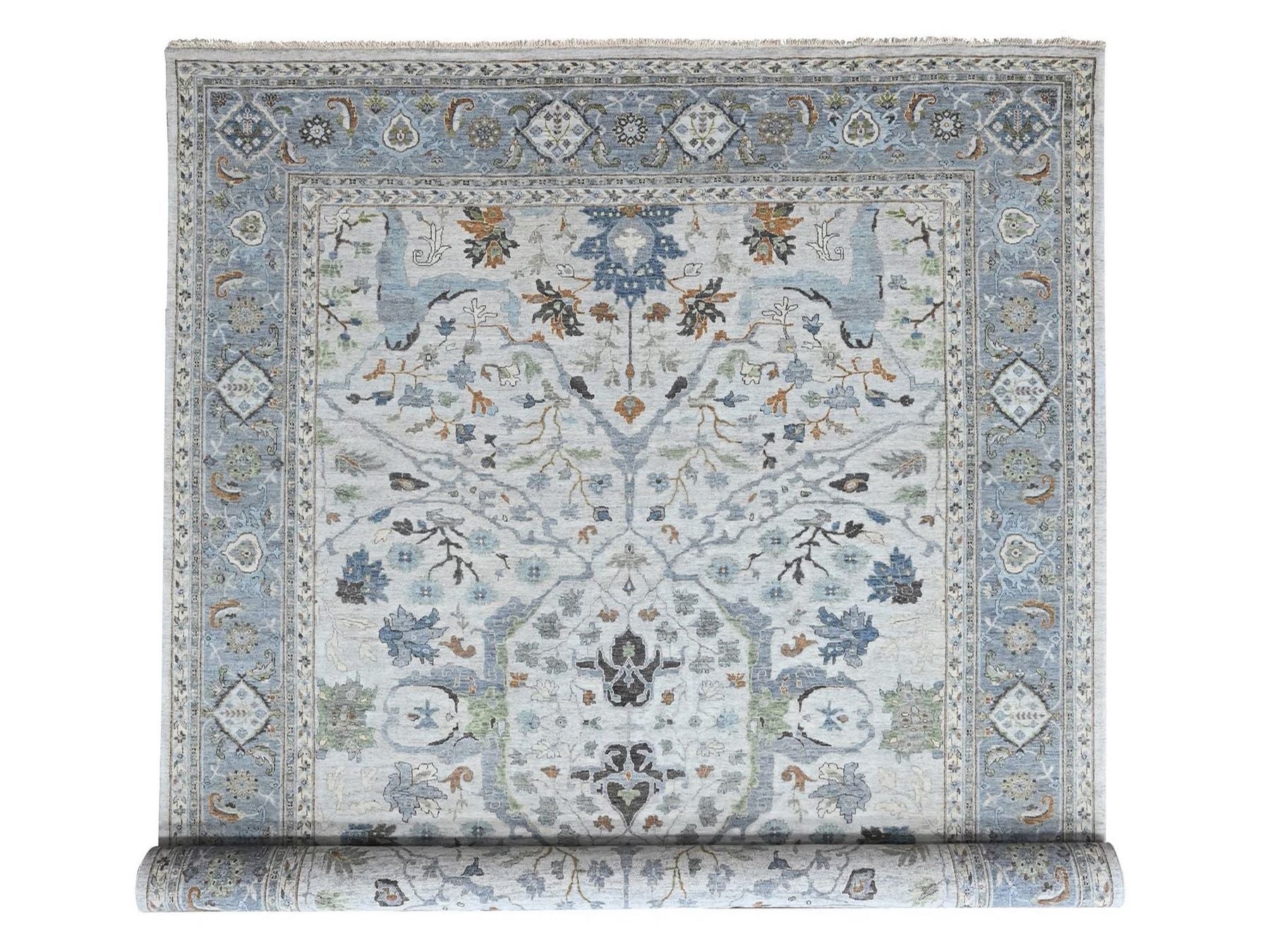 Grey 9'10" x 13'9" Oushak And Peshawar Hand knotted Wool Rug - Sku: O010462