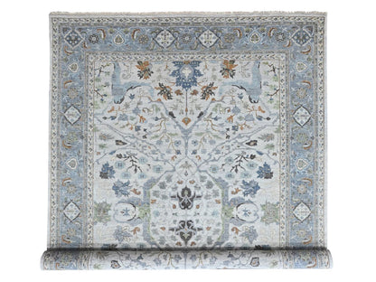Grey 9'10" x 13'9" Oushak And Peshawar Hand knotted Wool Rug - Sku: O010462