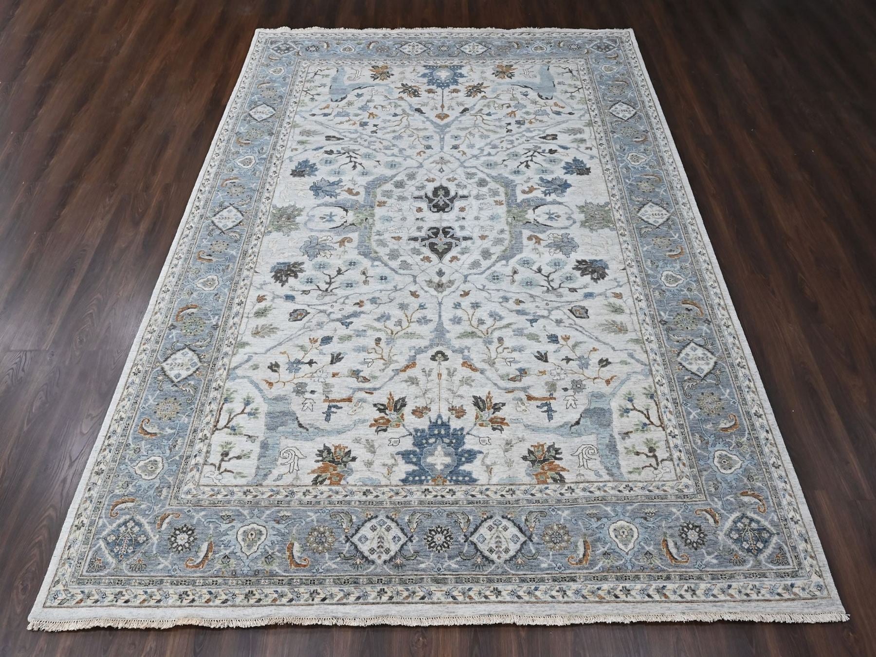Grey 9'10" x 13'9" Oushak And Peshawar Hand knotted Wool Rug - Sku: O010462