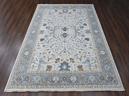 Grey 9'10" x 13'9" Oushak And Peshawar Hand knotted Wool Rug - Sku: O010462