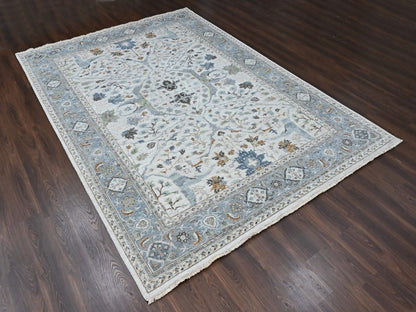 Grey 9'10" x 13'9" Oushak And Peshawar Hand knotted Wool Rug - Sku: O010462
