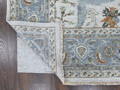 Grey 9'10" x 13'9" Oushak And Peshawar Hand knotted Wool Rug - Sku: O010462