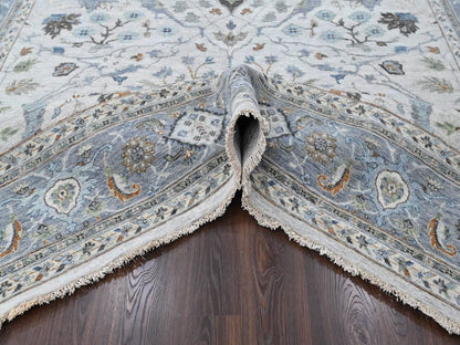 Grey 9'10" x 13'9" Oushak And Peshawar Hand knotted Wool Rug - Sku: O010462