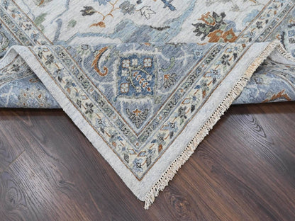 Grey 9'10" x 13'9" Oushak And Peshawar Hand knotted Wool Rug - Sku: O010462