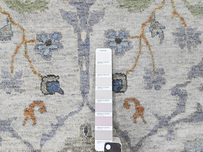 Grey 9'10" x 13'9" Oushak And Peshawar Hand knotted Wool Rug - Sku: O010462