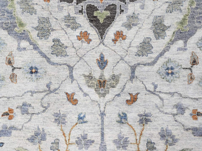 Grey 9'10" x 13'9" Oushak And Peshawar Hand knotted Wool Rug - Sku: O010462