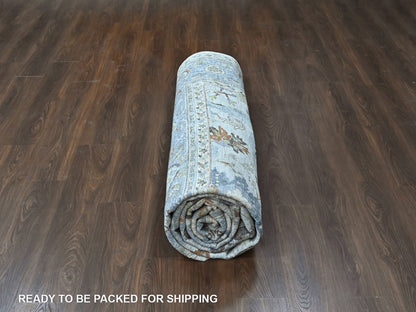 Grey 9'10" x 13'9" Oushak And Peshawar Hand knotted Wool Rug - Sku: O010462