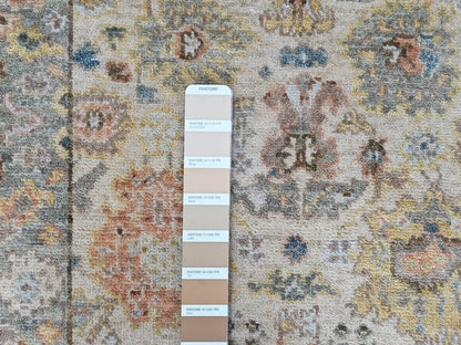 Beige 2'0" x 3'0" Oushak And Peshawar Hand knotted Wool Rug - Sku: O010464