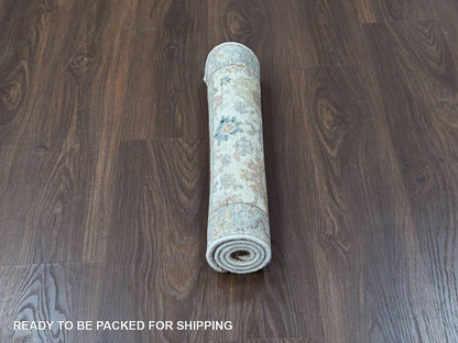 Beige 2'0" x 3'0" Oushak And Peshawar Hand knotted Wool Rug - Sku: O010464
