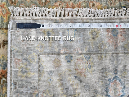 Beige 2'0" x 3'0" Oushak And Peshawar Hand knotted Wool Rug - Sku: O010464