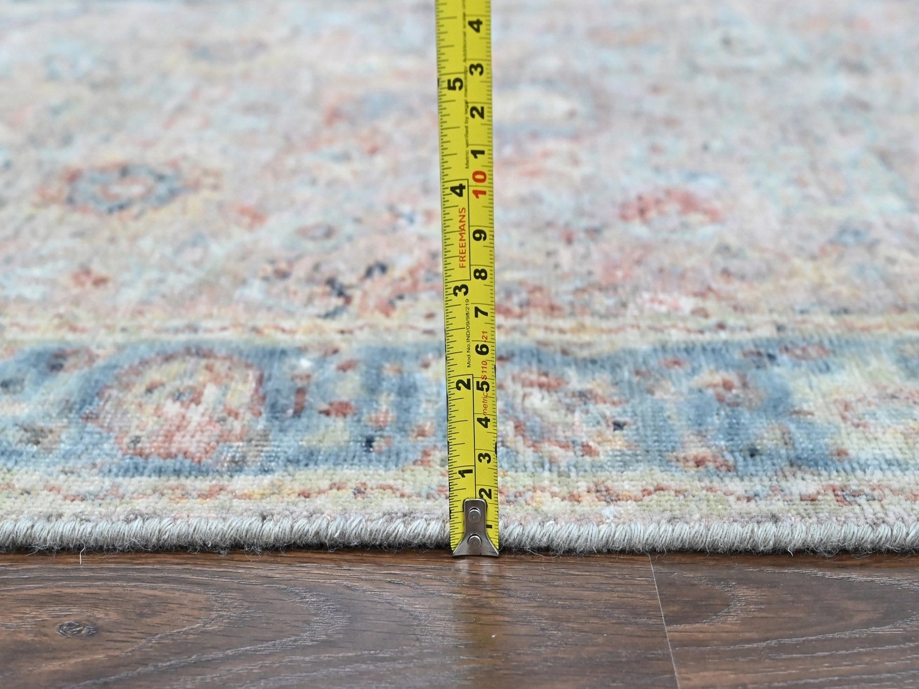 Mahal Oushak hand-knotted wool rug in Pink & Light Blue, 3' x 4'11" — SKU O010466 (view 7)