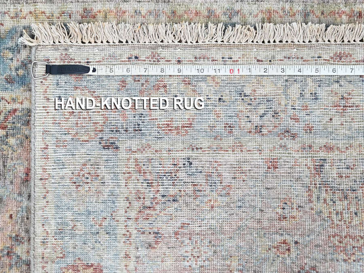 Mahal Oushak hand-knotted wool rug in Pink & Light Blue, 3' x 4'11" — SKU O010466 (view 8)