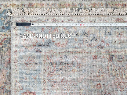 Mahal Oushak hand-knotted wool rug in Pink & Light Blue, 3' x 4'11" — SKU O010466 (view 8)