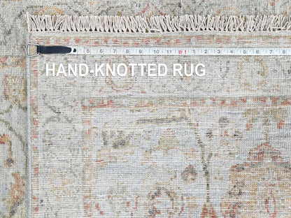 Grey 2'11" x 4'11" Oushak And Peshawar Hand knotted Wool Rug - Sku: O010467